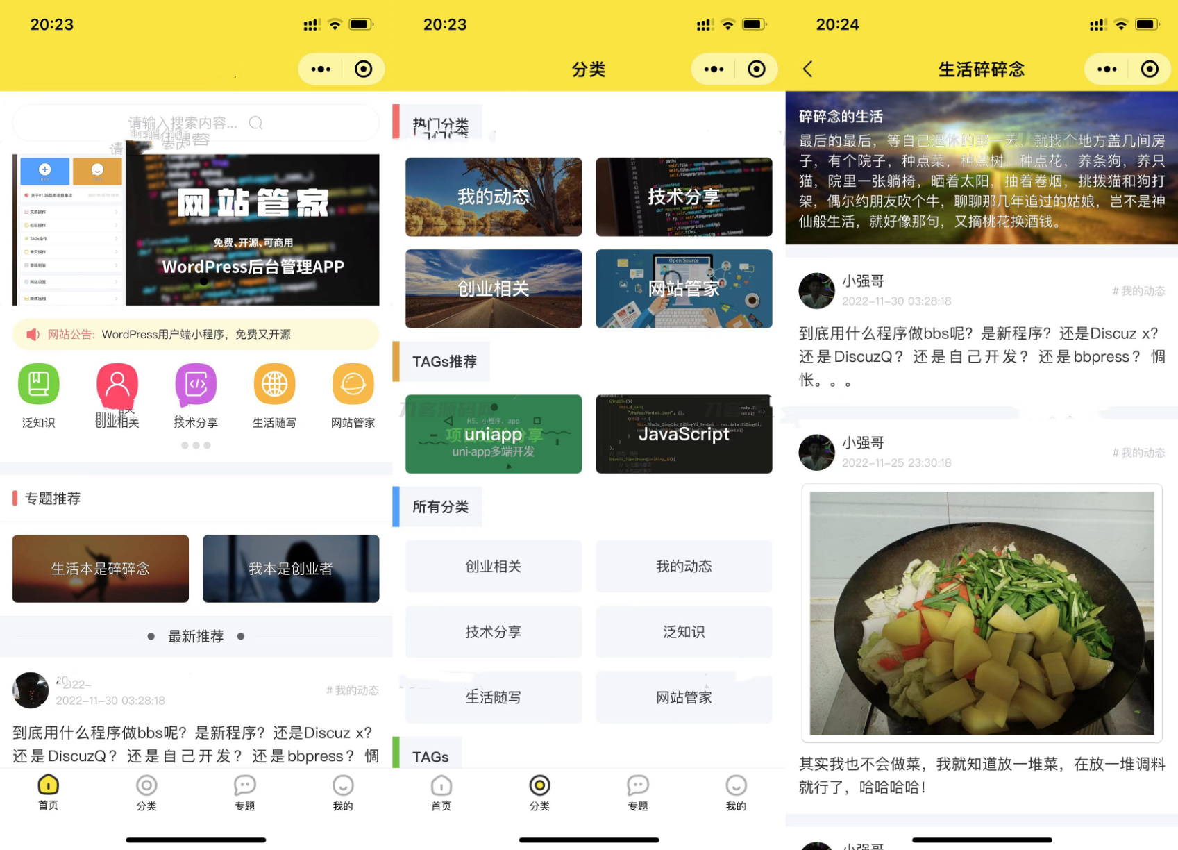 WordPress 网站博客论坛小程序源码缩略图